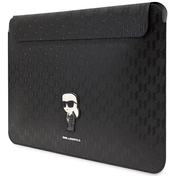 Karl Lagerfeld NFT Saffiano Monogram Ikonik Karl Sleeve - 14" Notebook Case (Black) 2
