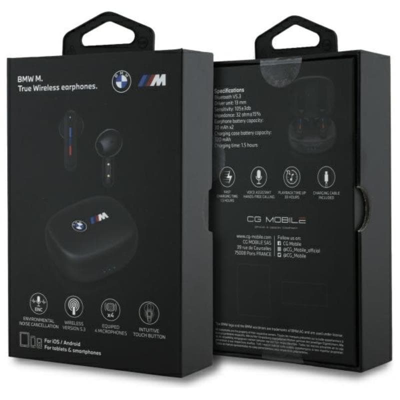 BMW Printed Logos - Bluetooth TWS Headphones ENC + Charging Case (Black) 6