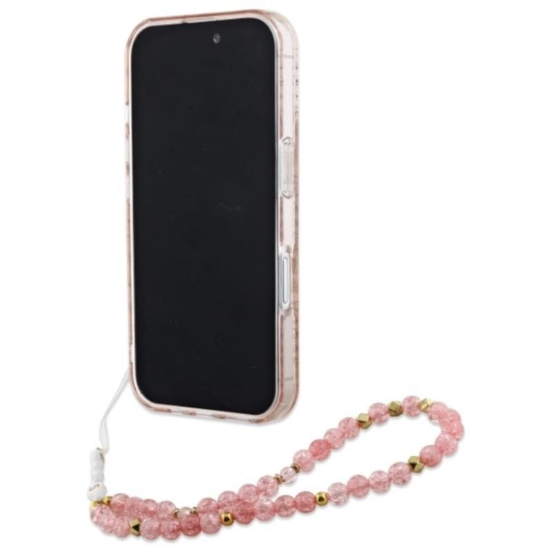 Guess IML Flowers Allover Electro With Pearl Strap MagSafe - Case for iPhone 16 Plus (Pink) 4