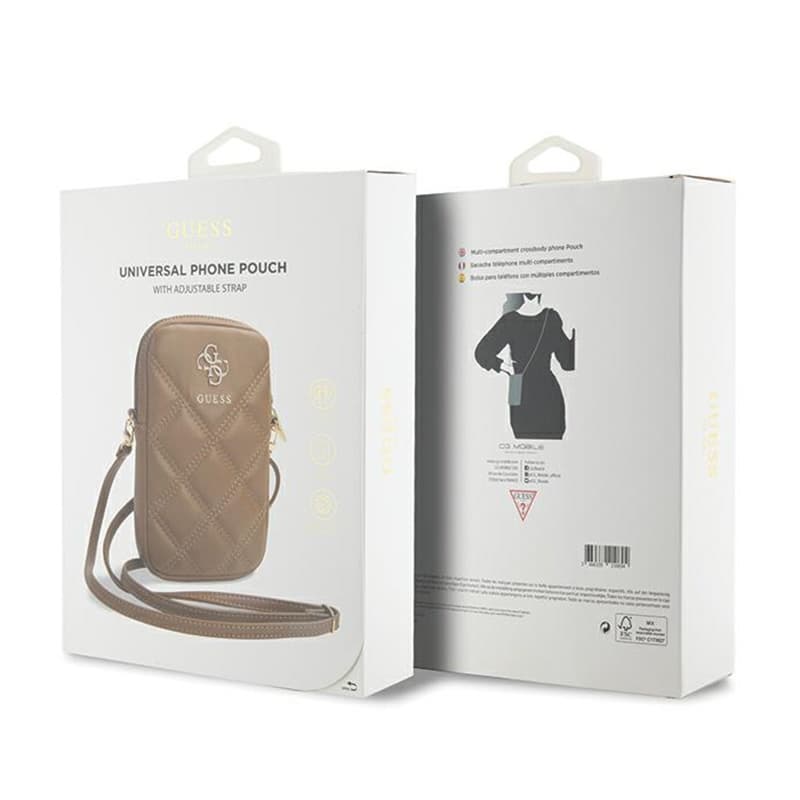 Guess Zip Quilted 4G - Phone bag (brown) 5