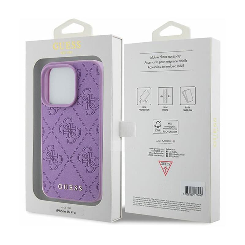 Guess Leather 4G Stamped - Case for iPhone 15 Pro Max (Purple) 8