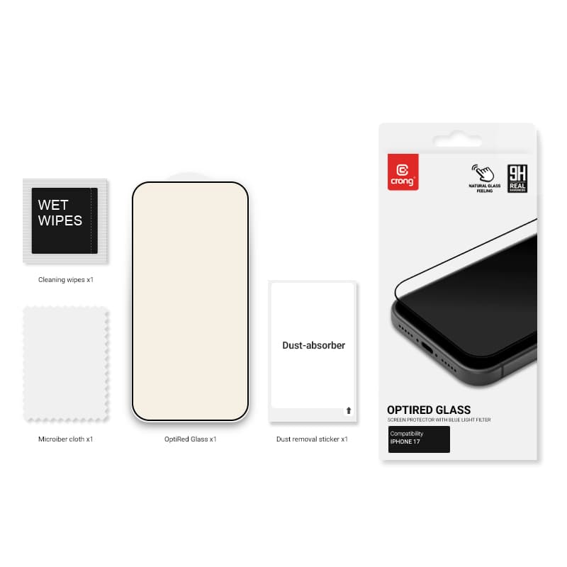 Crong OptiRed Glass - Tempered glass with blue light filter iPhone 17 8
