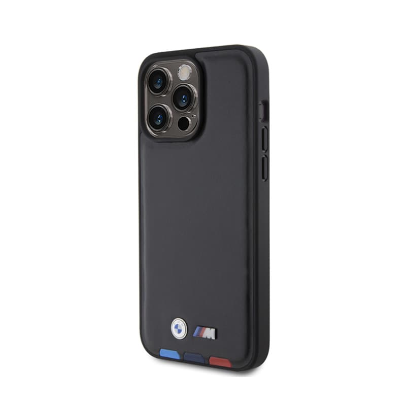 BMW Leather Hot Stamp Tricolor - Case for iPhone 15 Pro Max (black) 2