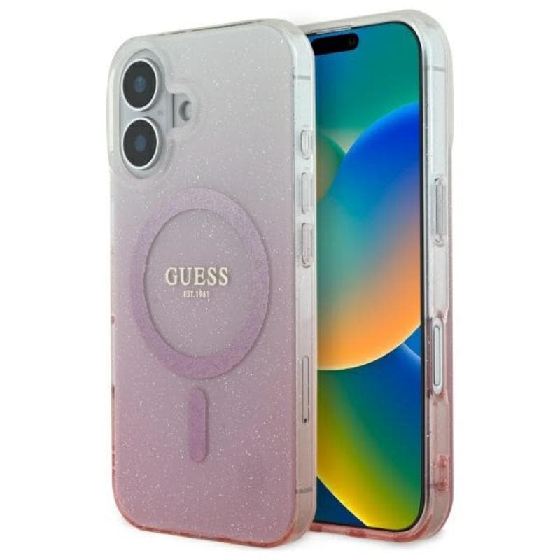 Guess IML Glitter Gradient MagSafe - Case for iPhone 16 (Pink) 1