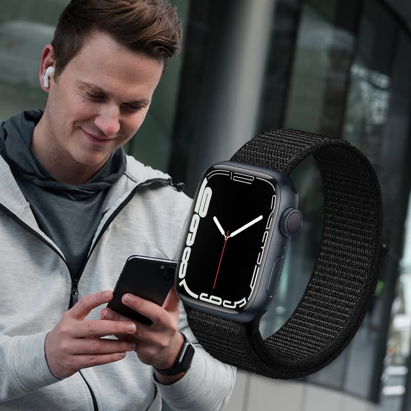Crong Nylon Reflex - Sport Band for Apple Watch 44/45/46/49 mm (Black) 7