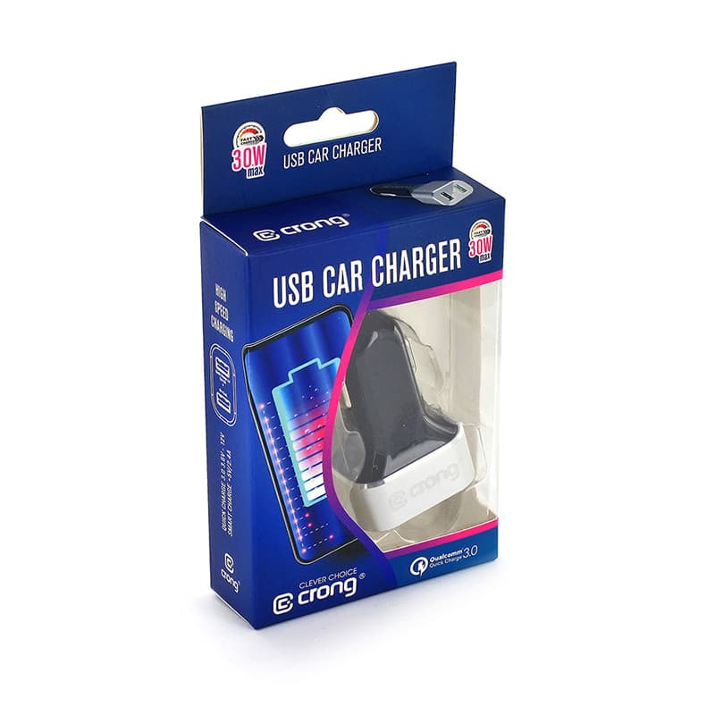 Crong Power Car Charger 30W - USB QuickCharge 3.0 Car Charger + USB 2.4A (Aluminum) 8