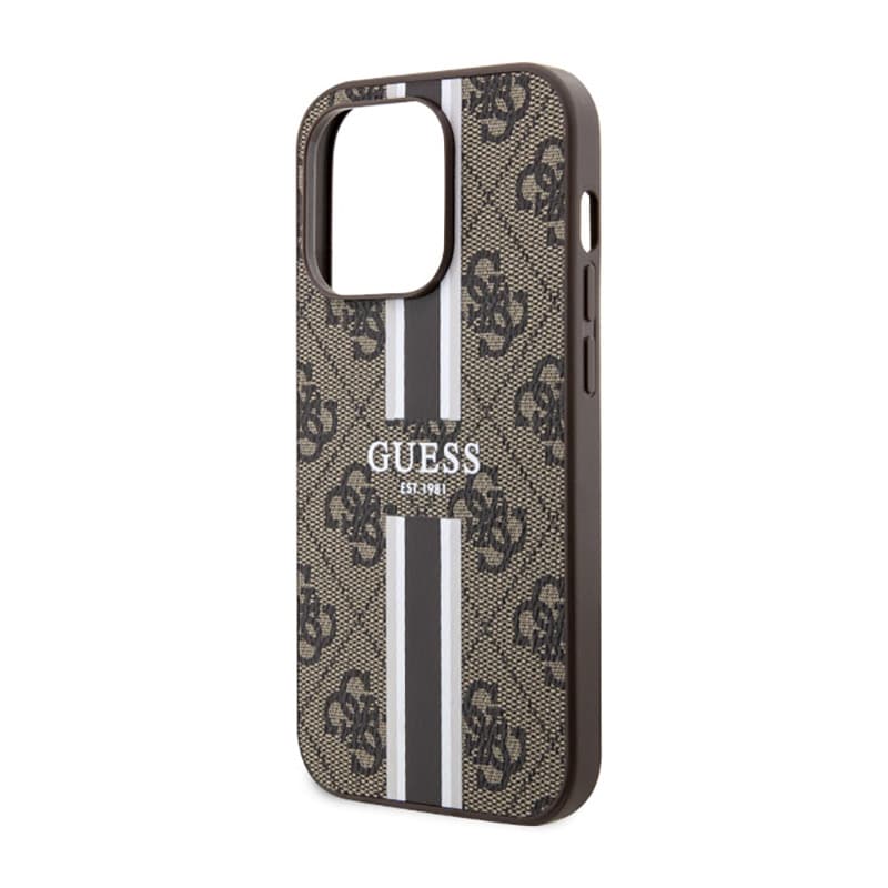 Guess 4G Printed Stripes MagSafe - Case for iPhone 14 Pro (Brown) 6