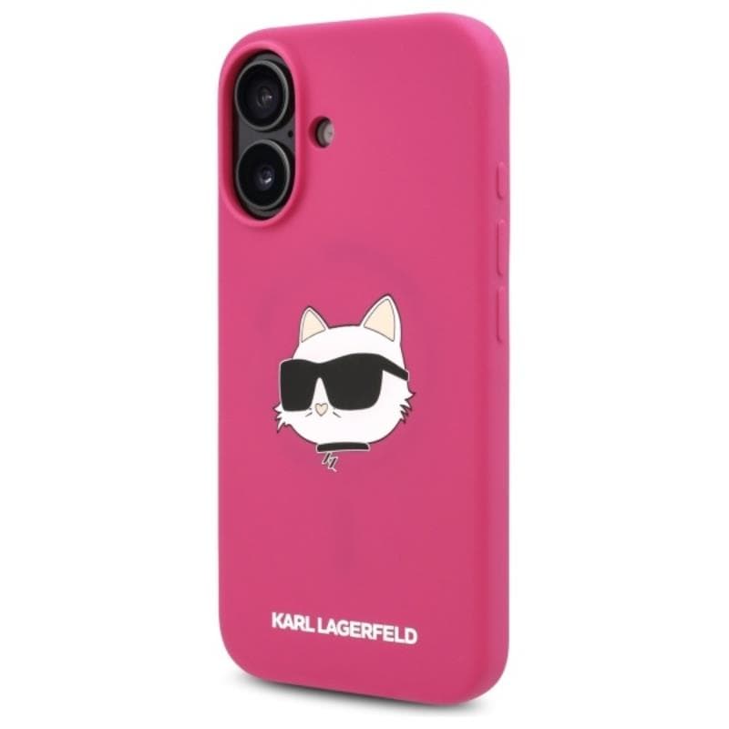 Karl Lagerfeld Silicone Choupette Head Print MagSafe - Case for iPhone 16 (fuchsia) 2