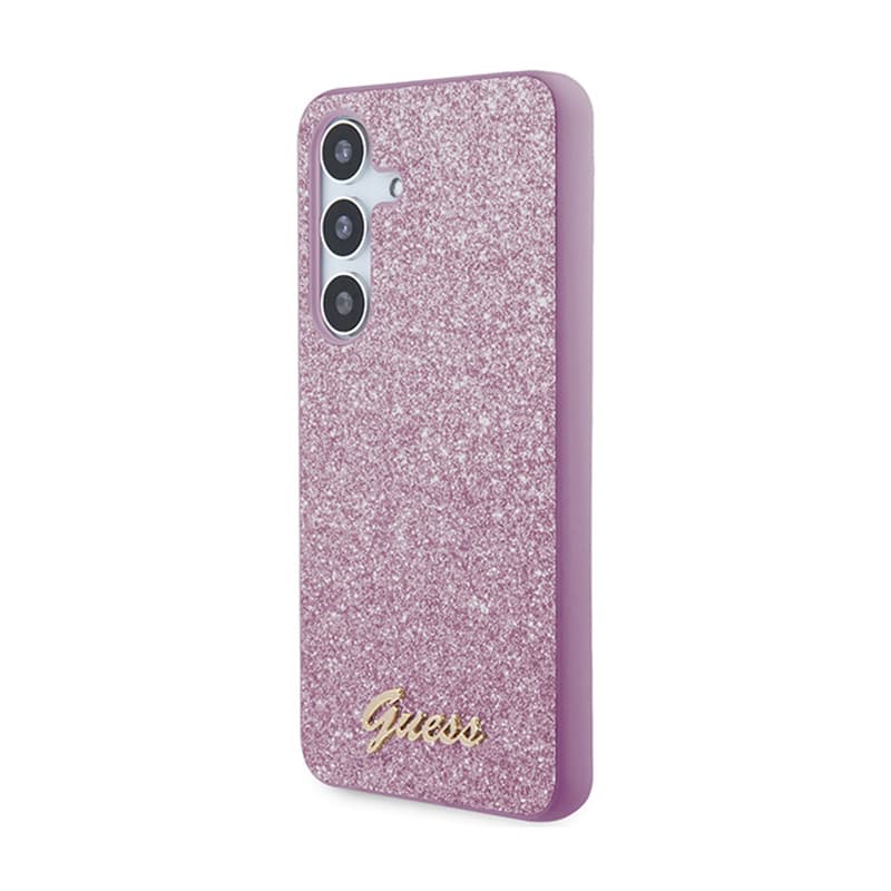 Guess Glitter Flakes Metal Logo Case - Case for Samsung Galaxy S24 (Purple) 2