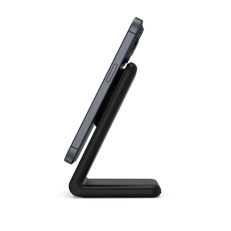 Crong MagSpot Stand - 2-in-1 Wireless Charger with MagSafe for iPhone and AirPods (Black) 5