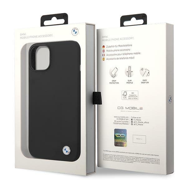 BMW Liquid Silicone Case Metal Logo for iPhone 14 Plus (Black) 8