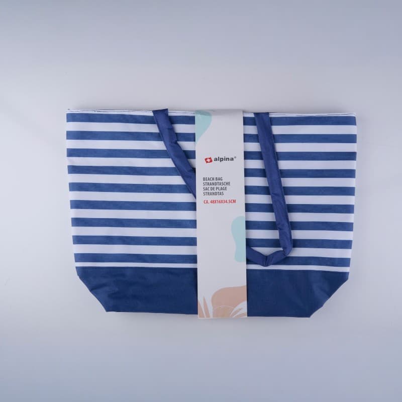 Alpina - Striped Beach Bag 49.3x16x34 cm (Navy / White) 2