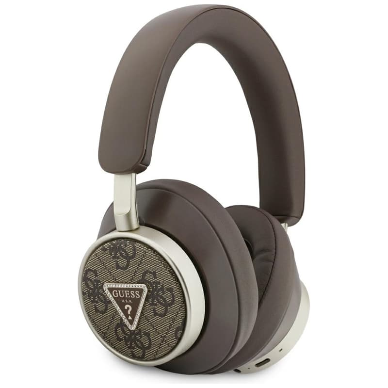 Guess 4G Triangle Logo - Wireless Bluetooth V5.4 ENC Over-Ear Headphones (Brown) 1
