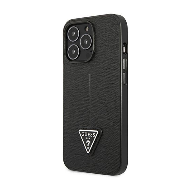 Guess Saffiano Triangle Logo Case - Case for iPhone 14 Pro (Black) 2