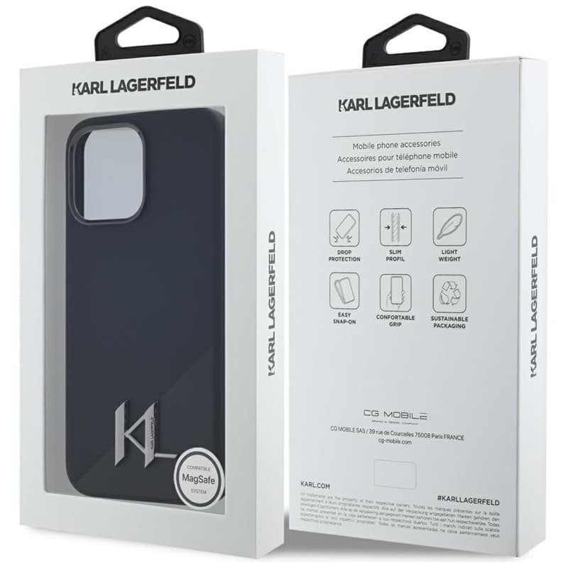 Karl Lagerfeld Silicone Shadow Metal Initial MagSafe - Case for iPhone 15 Pro Max (black) 8