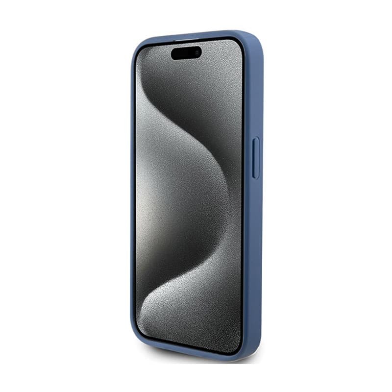 Guess 4G Bottom Stripe Metal Logo Collection - Case for iPhone 15 Pro (blue) 5