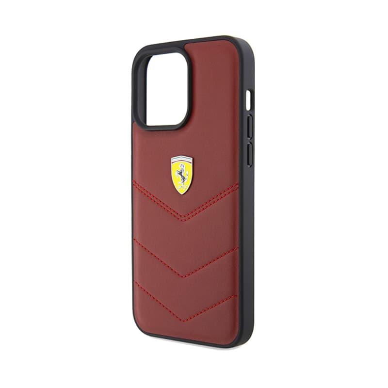 Ferrari Quilted Metal Logo - Case for iPhone 15 Pro Max (Red) 6