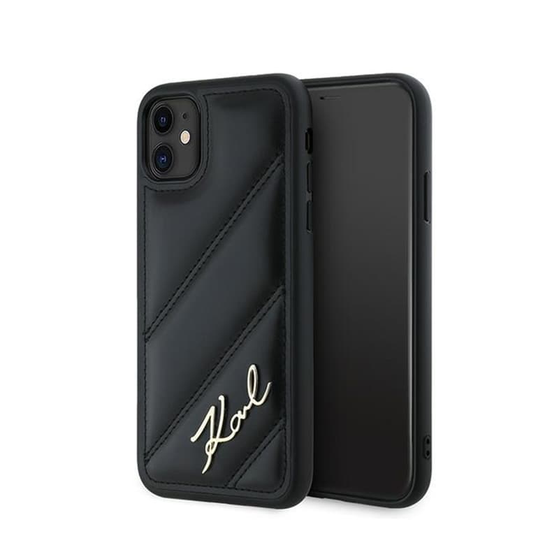 Karl Lagerfeld Diagonal Quilted Script - Case for iPhone 11 (Black) 1