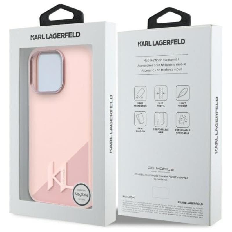 Karl Lagerfeld Silicone Shadow Metal Initial MagSafe - Case for iPhone 16 Pro (pink) 8