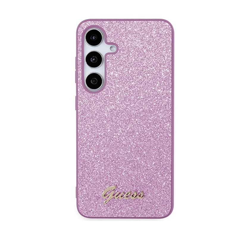Guess Glitter Flakes Metal Logo Case - Case for Samsung Galaxy S24 (Purple) 3