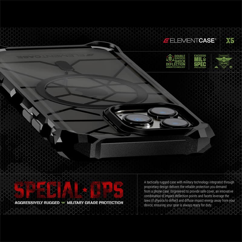 Element Case Special Ops X5 - Case for iPhone 14 (Mil-Spec Drop Protection) (Clear/Black) 8