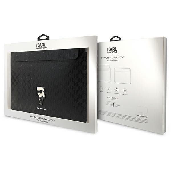 Karl Lagerfeld NFT Saffiano Monogram Ikonik Karl Sleeve - 14" Notebook Case (Black) 4