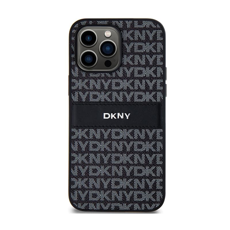 DKNY Leather Mono Stripe & Metal Logo - iPhone 14 Pro Case (black) 3