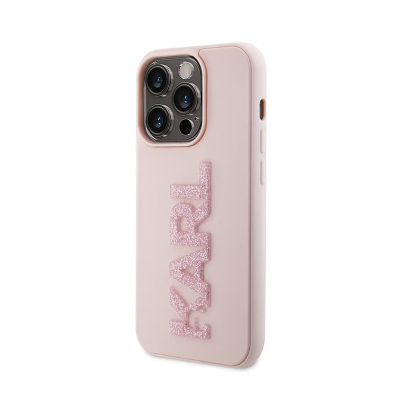 Karl Lagerfeld 3D Rubber Glitter Logo - Case for iPhone 15 Pro (pink) 2