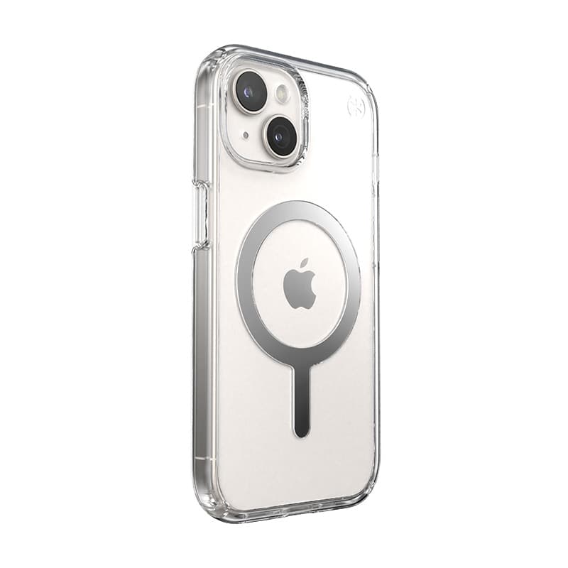 Speck Presidio Perfect-Clear MagSafe - iPhone 17e / 16e / 15 / 14 / 13 Case (Clear / Chrome Finish / Serene Silver) 3
