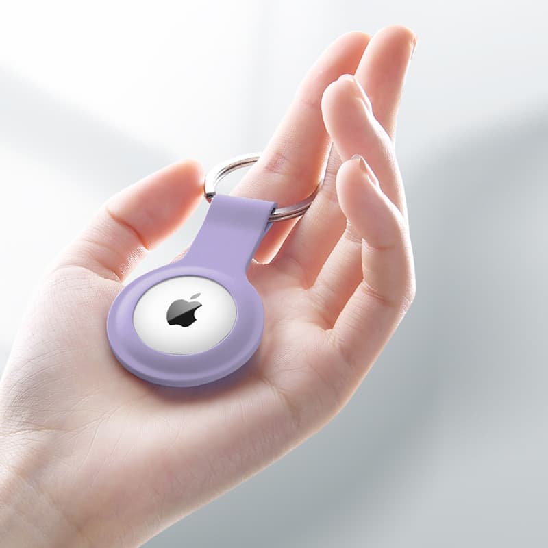 Crong Silicone Case with Key Ring – Protective keychain case for Apple AirTag 1/2 (purple) 4