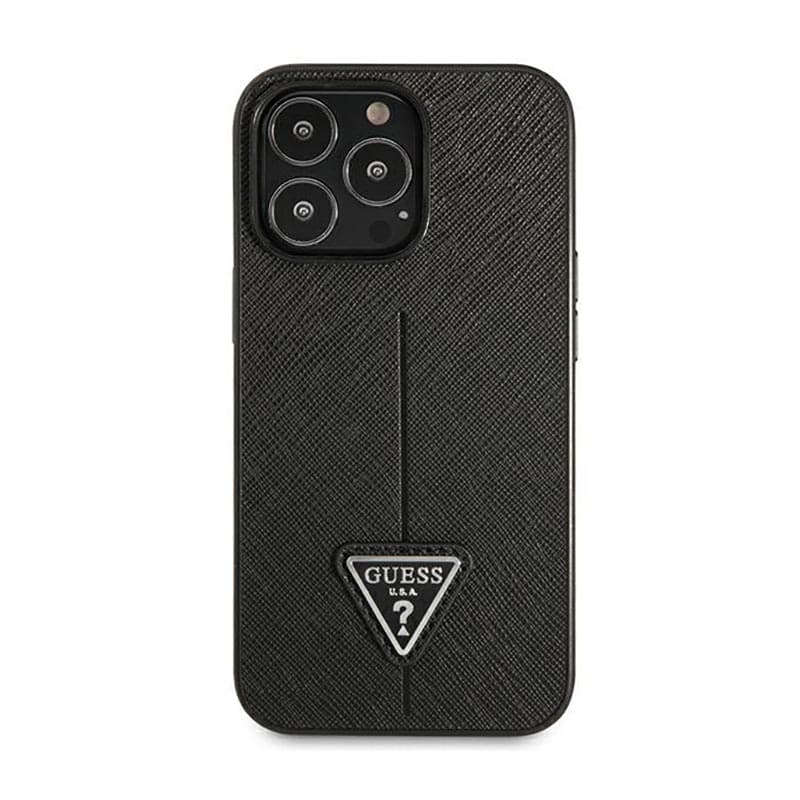 Guess Saffiano Triangle Logo Case - Case for iPhone 14 Pro (Black) 3