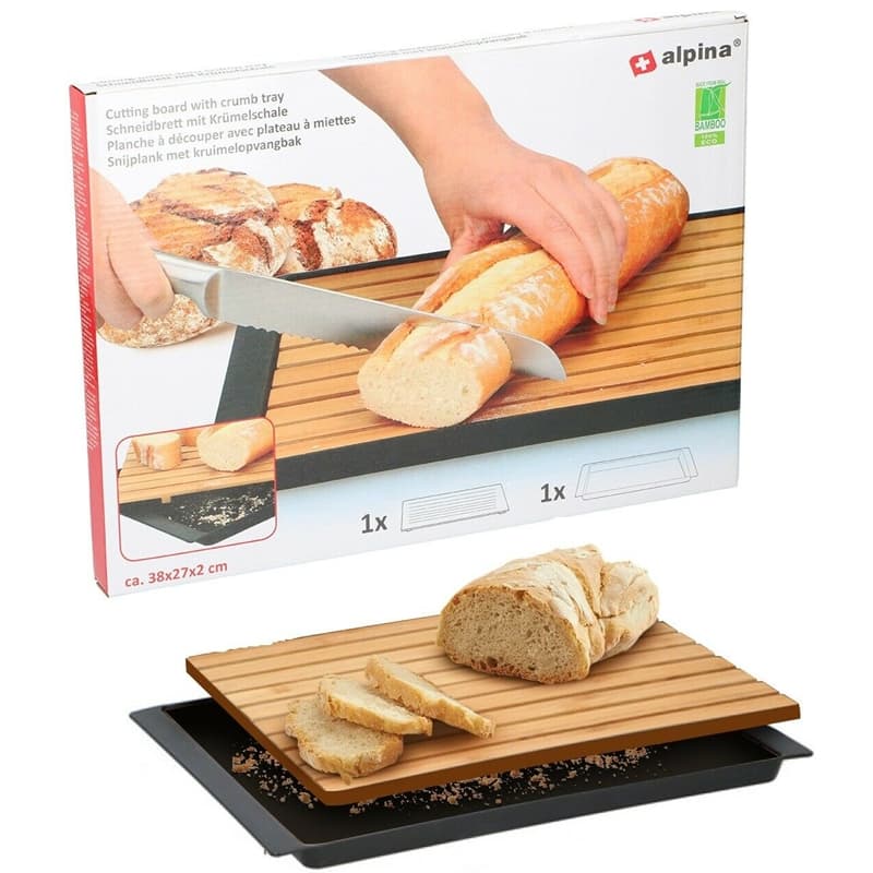 Alpina - Bamboo bread board with crumb tray 5