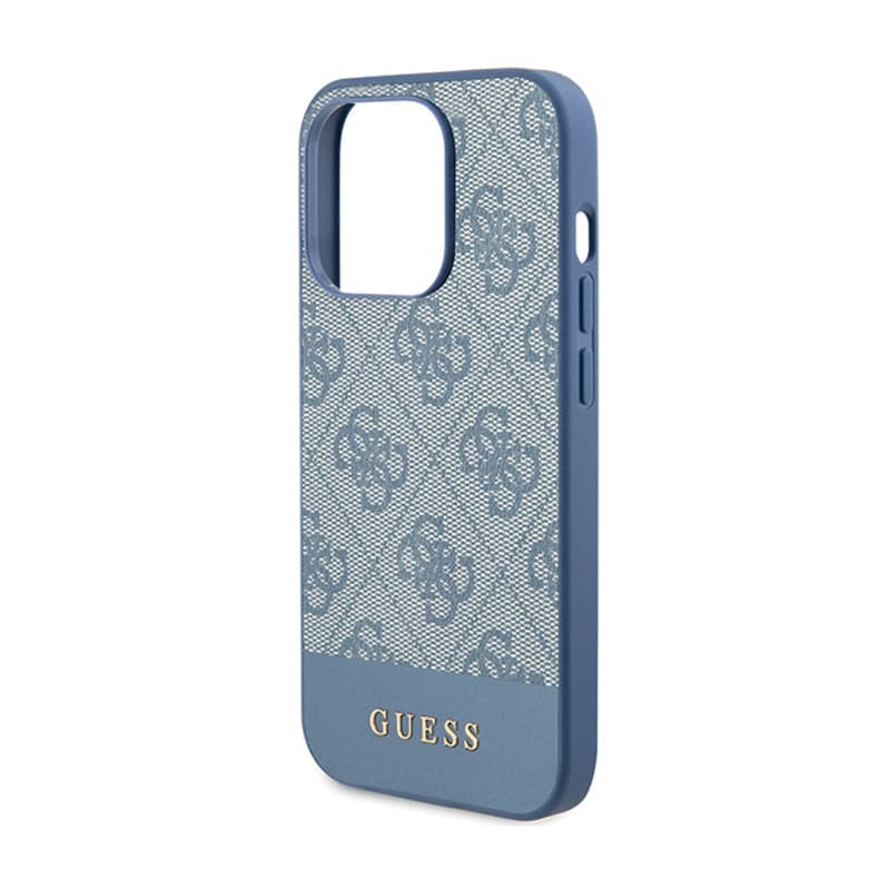 Guess 4G Bottom Stripe Metal Logo Collection - Case for iPhone 15 Pro (blue) 6
