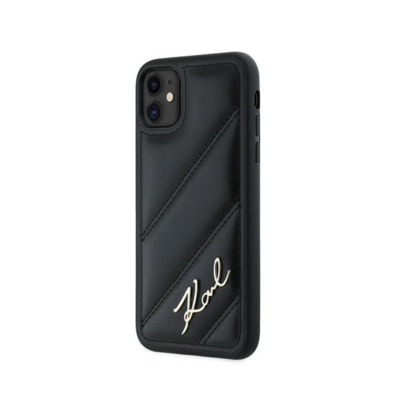 Karl Lagerfeld Diagonal Quilted Script - Case for iPhone 11 (Black) 2