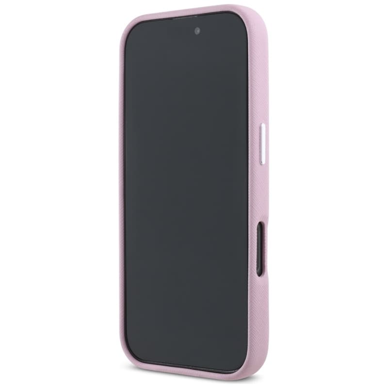 Karl Lagerfeld Saffiano Full Wrapped Elongated Metal Logo MagSafe - Case for iPhone 16 Pro (pink) 5