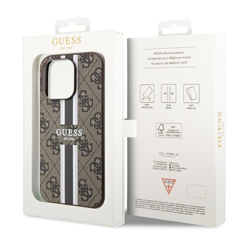 Guess 4G Printed Stripes MagSafe - Case for iPhone 14 Pro (Brown) 8