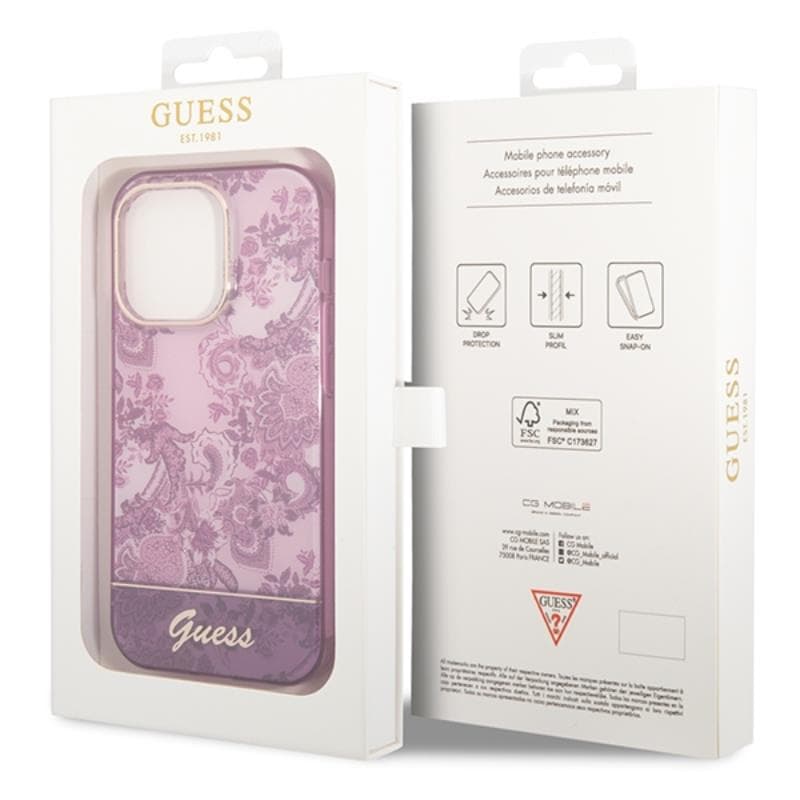 Guess Porcelain Collection - Case for iPhone 14 Pro Max (Fuchsia) 8
