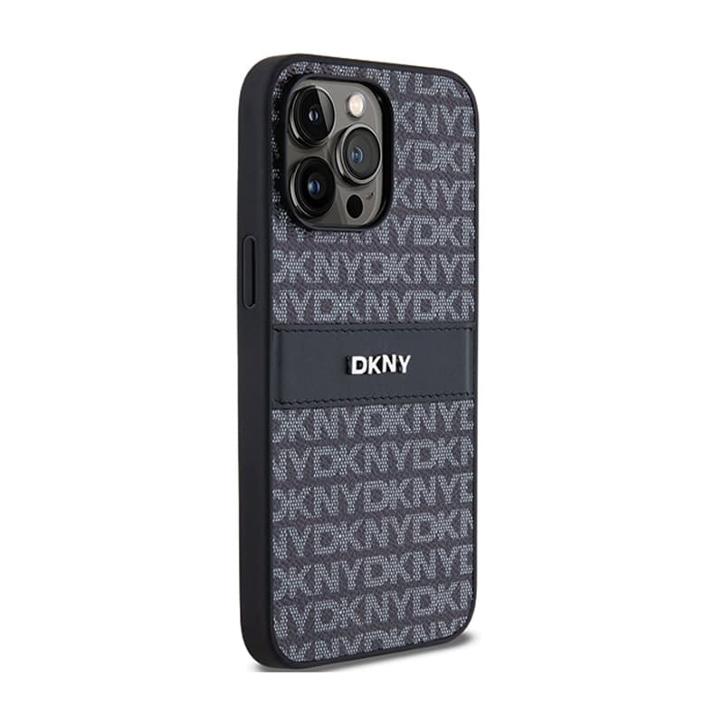 DKNY Leather Mono Stripe & Metal Logo - iPhone 14 Pro Case (black) 4