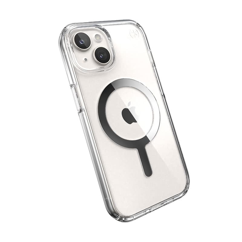 Speck Presidio Perfect-Clear MagSafe - iPhone 17e / 16e / 15 / 14 / 13 Case (Clear / Chrome Finish / Serene Silver) 4