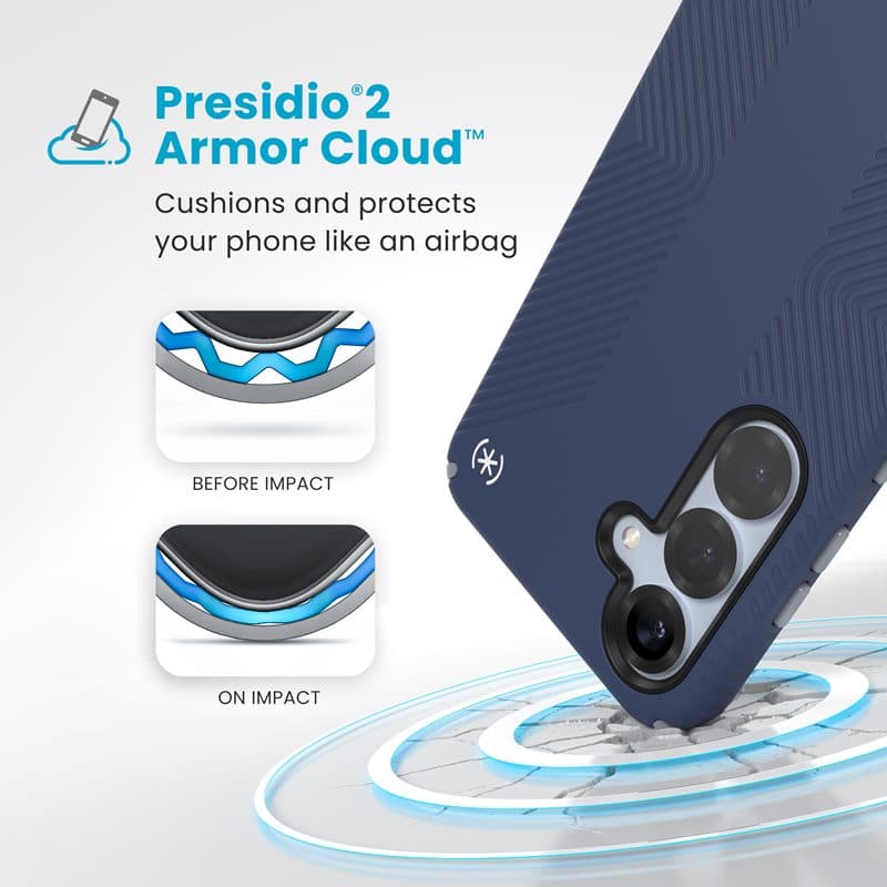 Speck Presidio2 Grip Magnet - Samsung Galaxy S25+ / 24+ MagSafe Case (Coastal Blue/Dust Gray/White) 3