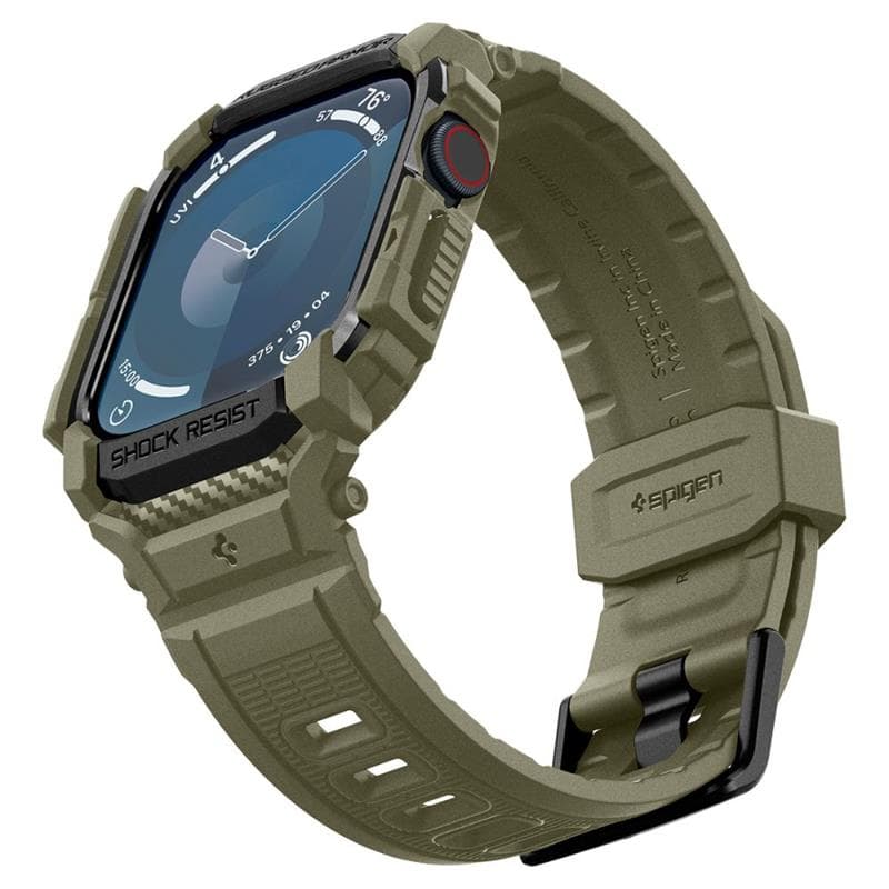 Spigen Rugged Armor Pro - Band with Case for Apple Watch 10 46 mm (Vintage Khaki) 6