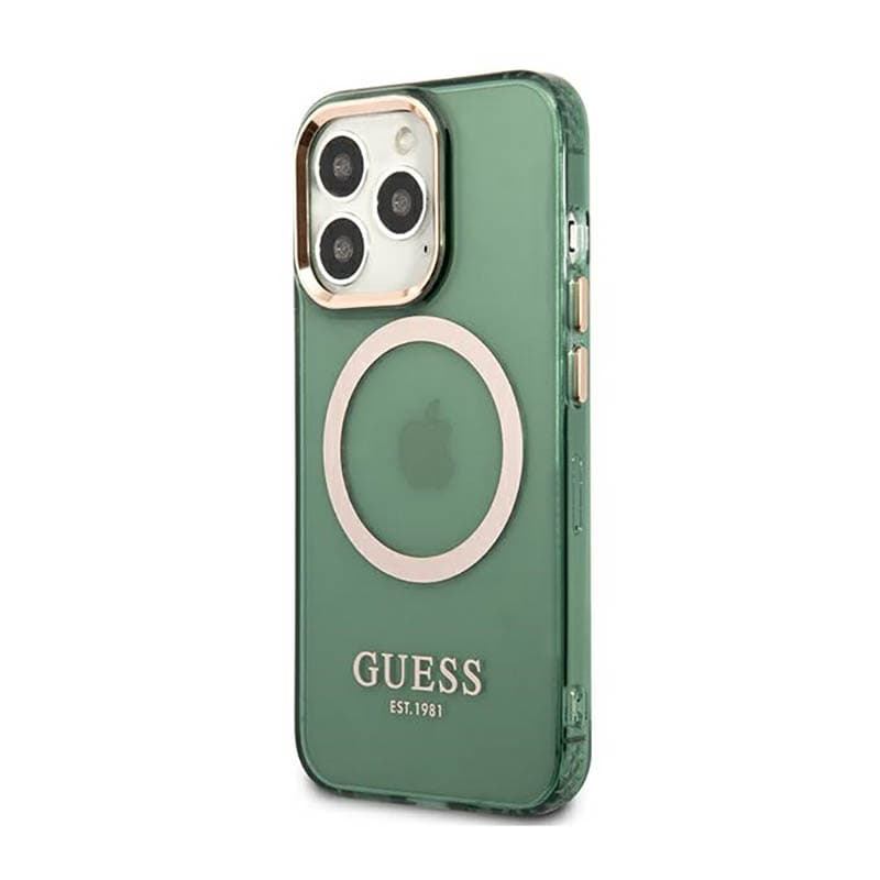 Guess Gold Outline Translucent MagSafe - Case for iPhone 13 Pro (Green) 2