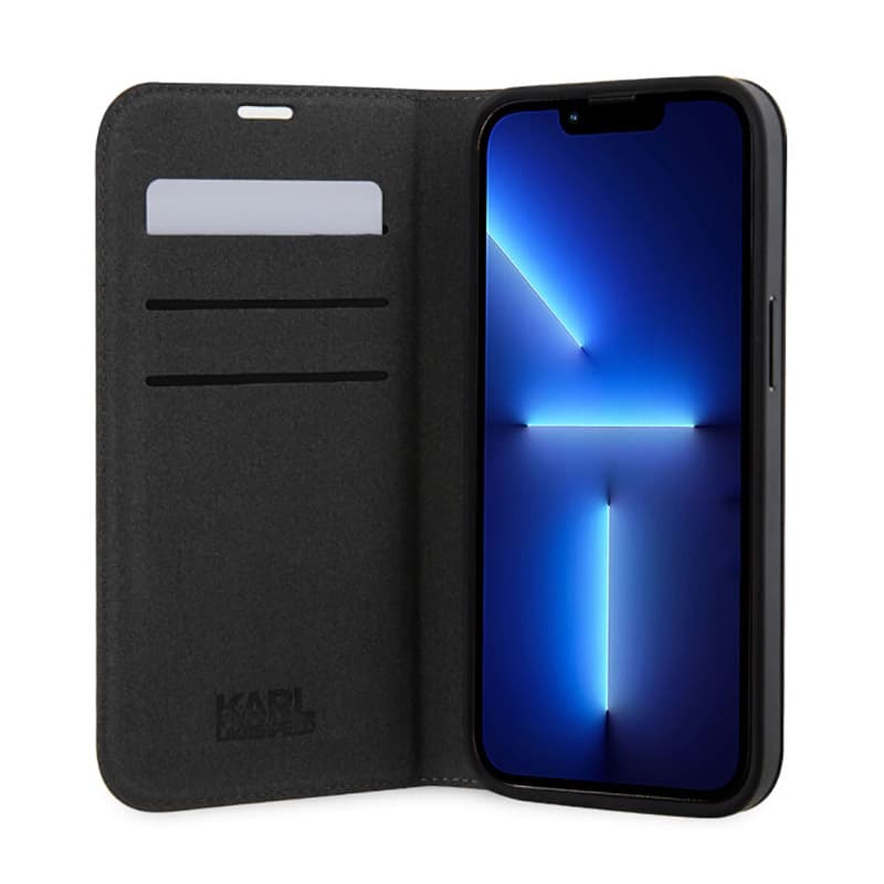 Karl Lagerfeld Booktype NFT Saffiano Karl & Choupette - Case for Phone 14 Pro (Black) 4