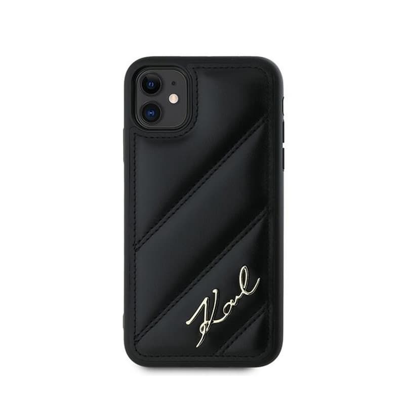 Karl Lagerfeld Diagonal Quilted Script - Case for iPhone 11 (Black) 3