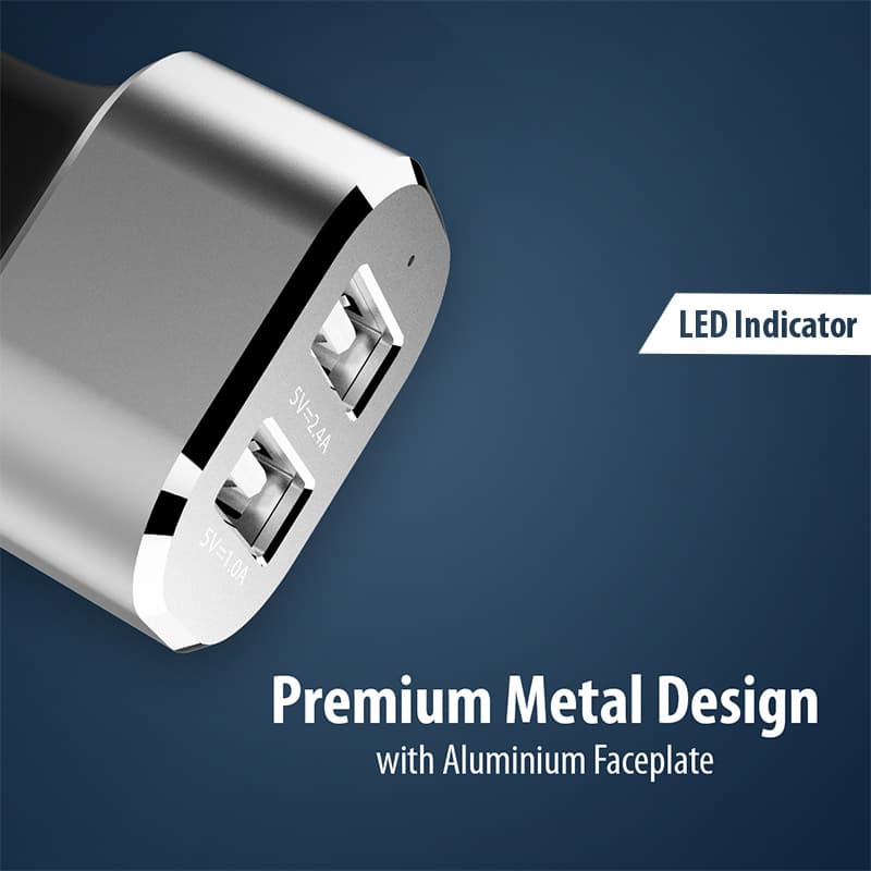 Crong Power Car Charger 24W - Car charger 2xUSB 2.4A (aluminum) 2