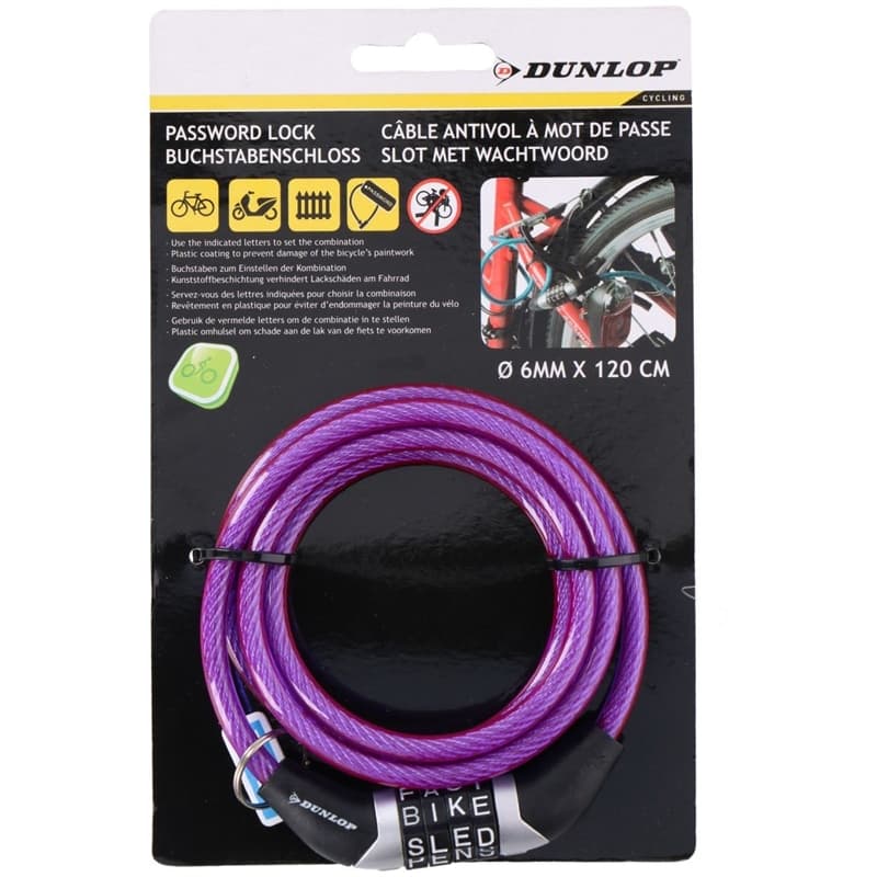 Dunlop - Combination Bicycle Lock (Violet) 2