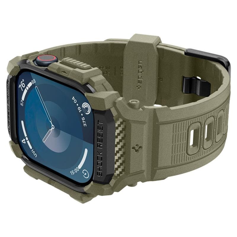 Spigen Rugged Armor Pro - Band with Case for Apple Watch 10 46 mm (Vintage Khaki) 7