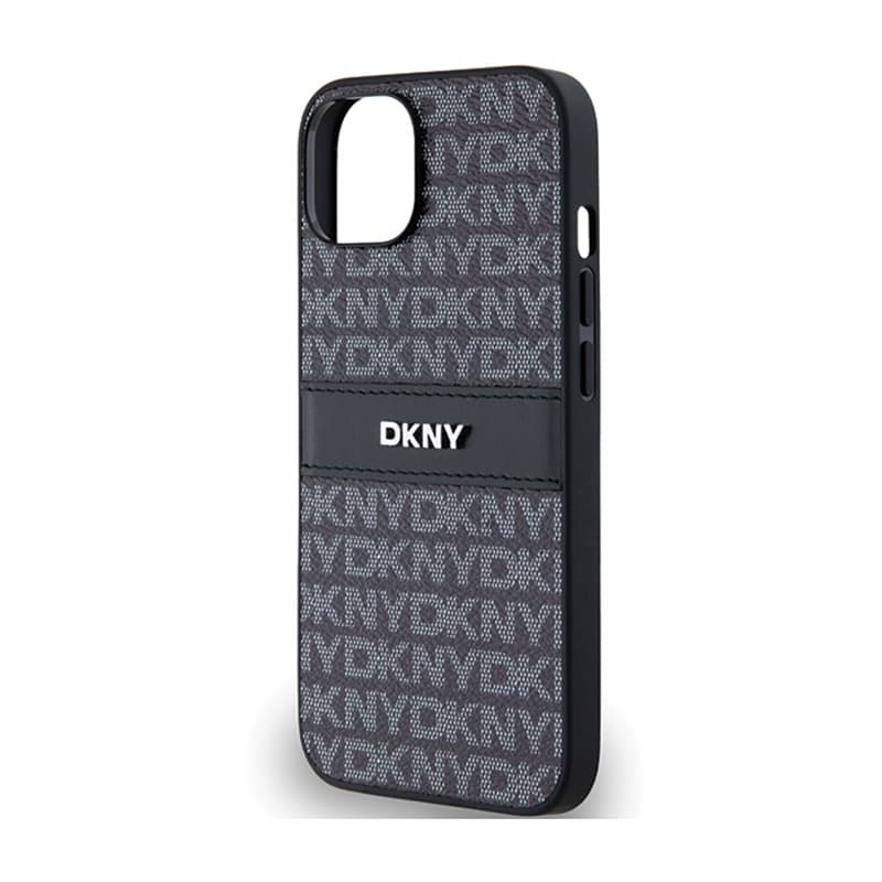 DKNY Leather Mono Stripe & Metal Logo - Case for iPhone 14 / 15 / 13 (black) 6