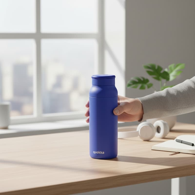 Quokka Echo - 690ml Stainless Steel Bottle with Silicone Handle (Dusk Blue) 2