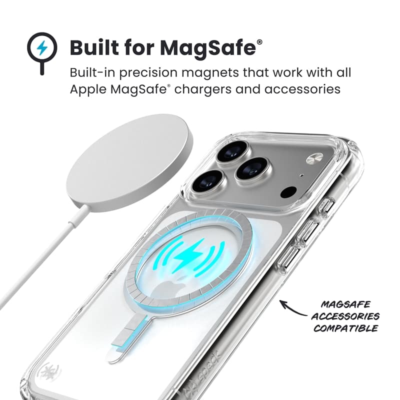 Speck Presidio Perfect Clear MagSafe - iPhone 17 Pro Case (Clear / Silver) 3